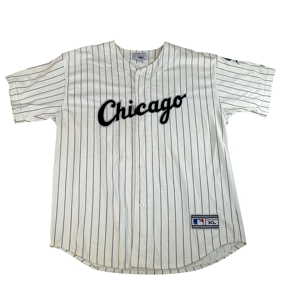Vintage Starter Chicago White Sox MLB Baseball Jersey Pinstripe White XL Mens‎